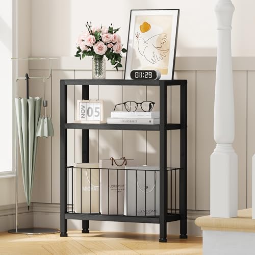 Heybly Small Narrow Side Table for Small Space, Thin Bedside TableHET007BK1 - Image 2