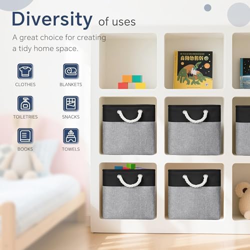 FinishingBo 11 inch Cube Storage Bin with Handles 6 Pack - Image 6