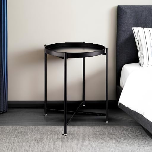 EKNITEY Small Side End Table - Metal Side Table with Removable Tray - Image 6