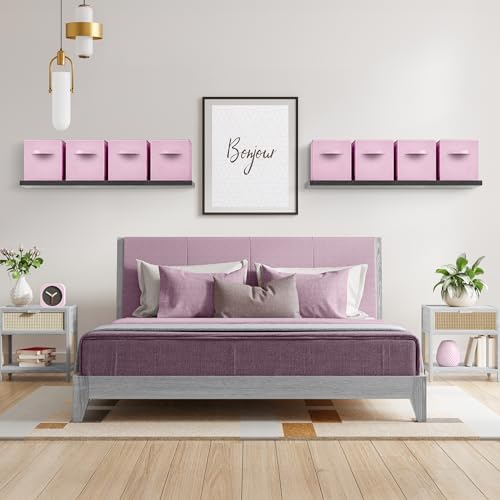 Sorbus Fabric Storage Cubes, 8 Pack, with Handles (11 Inch, Pastel Pink) - Image 3