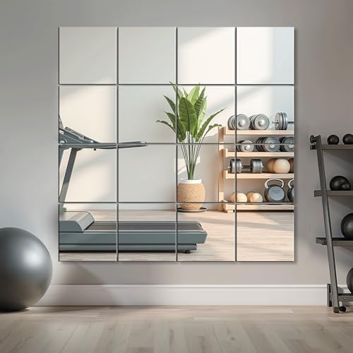 Delma Home Gym Mirrors, 12'' x 12'' Glass Mirror Tiles, 16 PCS - Image 2