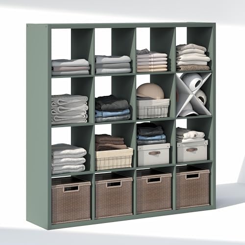 Furinno Cubic Extra Thick 16-Cube Closet Organizers and Storage, Sage Green - Image 5