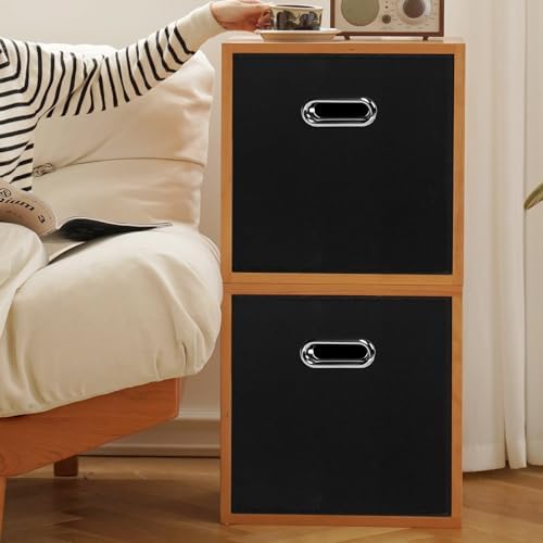 Black Foldable Storage Cubes Bins, Fabric Storage Box Cubes Organizer Baskets with Dual Handles for Home Organizer,Set of 6,(Black) - Image 5