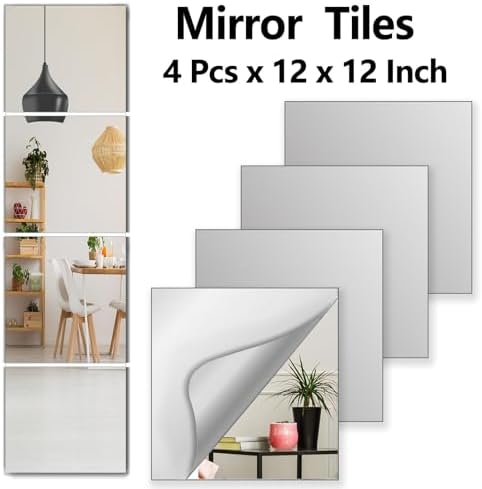 Unbreakable Full Length Mirror for Wall Mounted, Over The Door Mirror, 12 x 12 Inches x 4 Pack, Full Body Safe Shatterproof Mirrors for Kids, Workout Mirrors for Home Gym, Acrylic Plastic Bedroom - Image 5