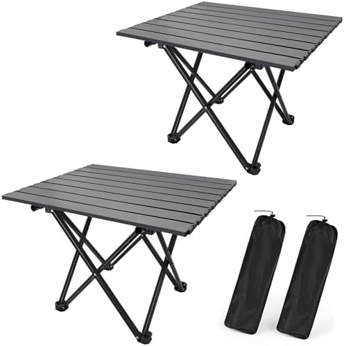 2 Pack Camping Table Foldable, Portable Folding Beach Table, Black-M by Unknown