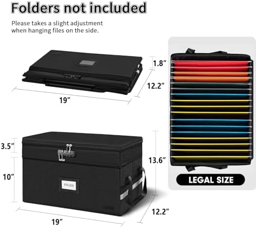 Large Fireproof Document Box with Lock, 2 Layer File Storage Organizer Box - Image 4