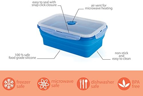 Thin Bins Collapsible Containers Set of 4 Round Silicone Food Storage Containers BPA Free, Microwave, Dishwasher and Freezer Safe - No more cluttered container cabinet! SC-149A - Image 5