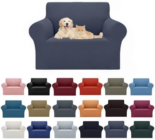 Cupuamon 2026 New Stretch Chair Sofa Slipcovers Couch Cover for 1 Seater Furniture Protector Sofa Covers with Elastic Bottom Jacquard Fabric Small Checks for Pets, Kids - Charcoal by Cupuamon