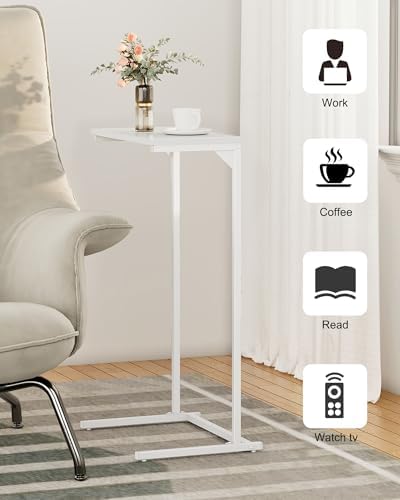 TUTOTAK C Shaped End Table, Small Side Table, 28.7 inch Tall Couch Table - Image 5