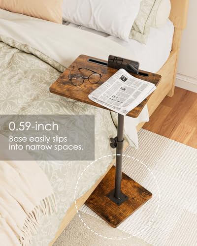 Masupu Sofa Arm Tray Table - 360° Swivel Height Adjustable End Table, Small Snack Side Table for Couch, C Shaped Table for Bed, Chair or TV Tray Table(Rustic Brown) - Image 3