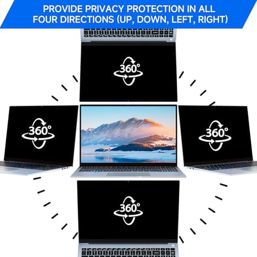 ZOEGAA 4-way 360°Laptop Privacy Screen For 16 Inch 16:10 Computer, Removable Privacy Screen For Computer Monitor, Anti Glare And Blue Light, Compatible With HP Dell Lenovo Asus Samsung Acer Thinkpad - Image 2