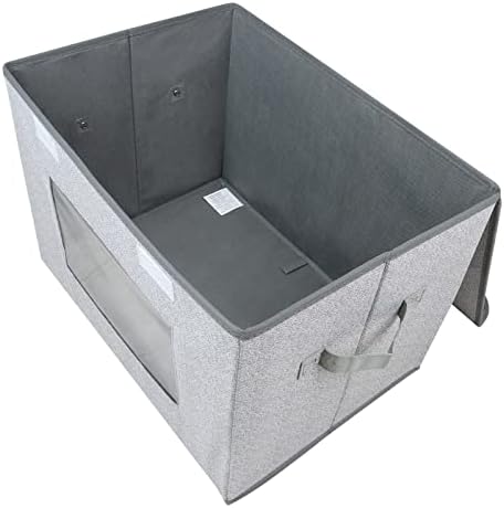 Univivi [4-Pack Fabric Storage Boxes Collapsible Storage Bins with Lids and Handles Cube Organizer Basket for Home, Closet, Bedroom (Gray, 14.4''x10''x8.3'') - Image 4