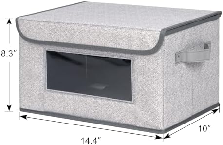 Univivi [4-Pack Fabric Storage Boxes Collapsible Storage Bins with Lids and Handles Cube Organizer Basket for Home, Closet, Bedroom (Gray, 14.4''x10''x8.3'') - Image 3