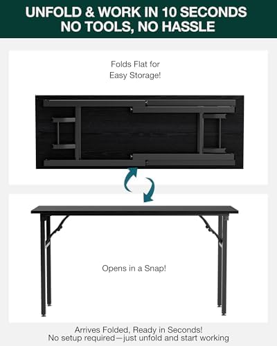 Frylr Small Folding Computer Desk – Portable 55.1 Inch Foldable Laptop Table, Collapsible and Compact for Easy and Fast Setup, Lightweight for Small Spaces, Home Craft and Study Use, Dark Oak - Image 3