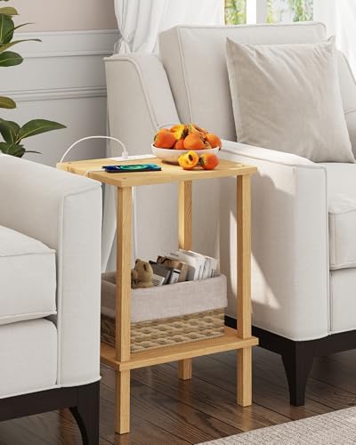 TUTOTAK End Table with Charging Station, Side Table, Nightstand - Image 7