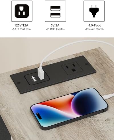 TUTOTAK Narrow Side Table Set of 2, Small End Table with Charging Station - Image 7