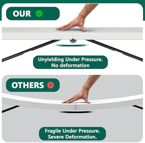 6FT Folding Table, Heavy Duty Plastic Fold-in-Half Utility Table with Handle, Portable Camping Picnic Table with Steel Legs for Indoor Outdoor Party, Dining, White,2 Pack - Image 6