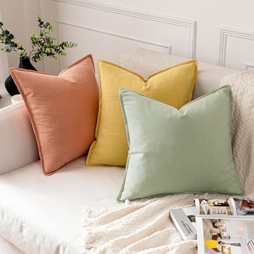 MIULEE Decorative Linen Pillow Covers 20x20 Inch Yellow - Image 5
