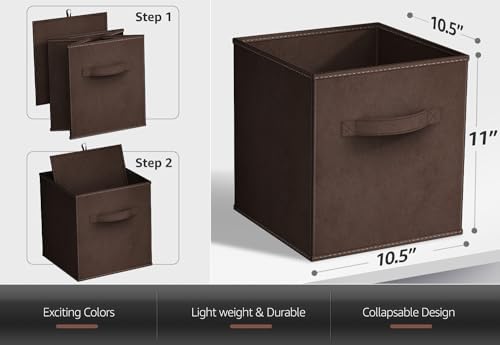 Sorbus Fabric Storage Cubes, 6-Pack Foldable Bins (11 Inch, Chocolate) - Image 3