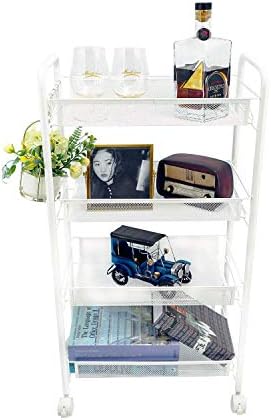 JANE EYRE Rolling Utility Storage Rack Cart on Wheels, Trolley Carft cart, Multi-Purpose Organizer Shelf (White, 4 Tier)… - Image 3