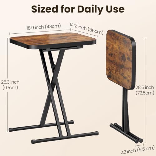 Kitstorack Folding TV Tray Tables Set of 2, No Assembly, Rounded Metal Rims - Image 2
