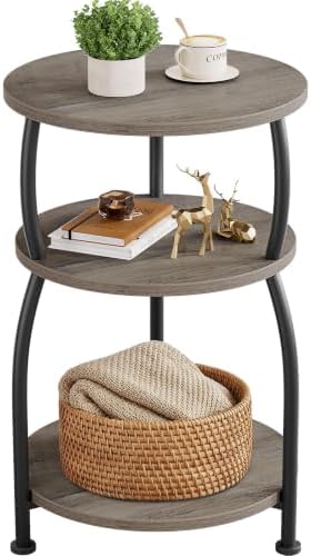 3-Tier Round Side Table, 15.7 inch End Table Nightstand by designyourhome