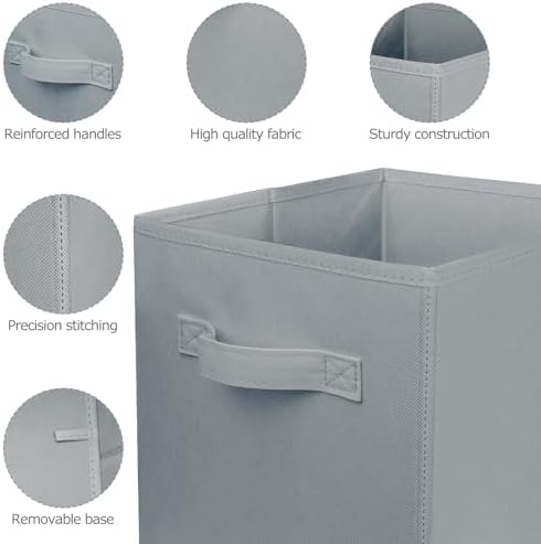 2 Pcs Storage Cubes, 10.5 Inch Collapsible Storage Bins, Fabric Foldable Bins for Organization, Durable Storage Bins for Closet, Shelves, Offices (Grey) - Image 4
