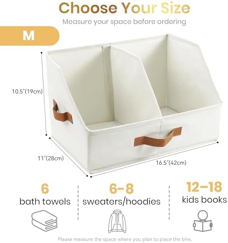 HOMELUX THEORY Closet Organizers Storage, Medium Collapsible Bin 3pc, Ivory - Image 2