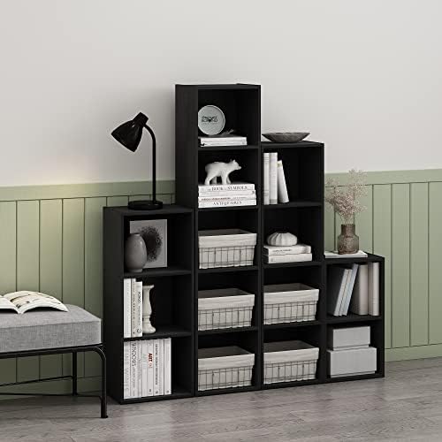 Furinno PASIR Book Shelf, 4-Tier Modern Bookshelf, Open Shelves Bookcase 9 x 12 x 42, Easy Assembly, for Living Room, Bedroom, Home Office, Blackwood - Image 2