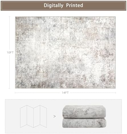 Beige Grey 10x14 Washable Area Rugs for Living Room,Bedroom,Dining Room - Image 2