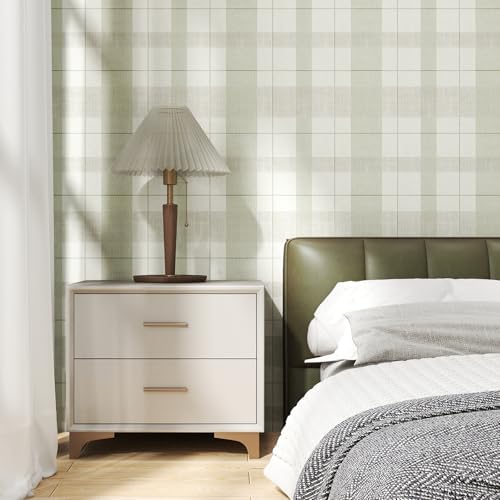 Timeet Modern Peel and Stick Wallpaper Wallpaper Light Green Gray Boho Contact Paper Waterproof Self Adhesive Removable Textured Wall Paper for Bedroom Bathroom Cabinets Wall Decor Vinyl 17.3" x 200" - Image 2