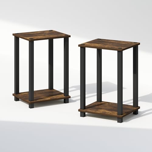 Furinno Simplistic Set of 2 Toolless 2-Tier Night Stand, Amber Pine - Image 4