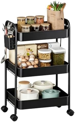 Heavy-Duty Rolling Cart 3 Tier Metal Utility Storage Cart by Unknown