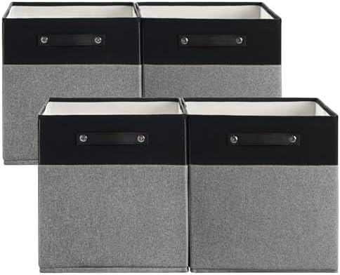 FinishingBo 13x13x13 Storage Cube Bins 4 Pack, Cube Shelf Baskets by SimplifySpaceSimplifyLife