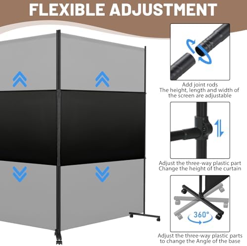 2 Panels Room Divider/Privacy Screen 5FT*6FT with Caster Wheels & Brakes - Image 6