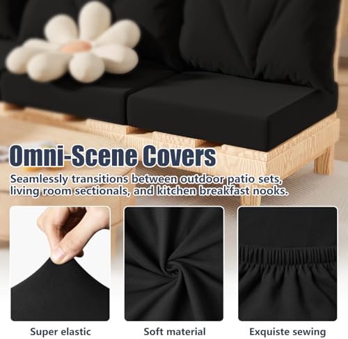 8Pcs Outdoor Cushion Covers, Stretch Patio Furniture Couch Chair Slipcovers - Image 4