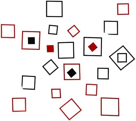 24Pcs Acrylic Mirror Wall Stickers Square DIY Decals Modern Art Mural for Home Living Room Bedroom Decor Black and Red by AQRICHFOX