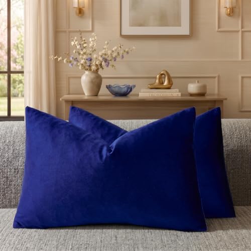 GIGIZAZA Royal Blue Velvet Throw Pillow Covers 12x20 Pack of 2 by GIGIZAZAFocusingonhomedecoration