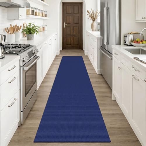 KOZYFLY Cotton Runners Rugs for Hallway 2x10, Washable Runner Rug, Woven Non Slip Kitchen Runner, Braided Entryway Rug, Floor Carpet for Entry, Aisle, Hall, Deep Navy Blue - Image 2