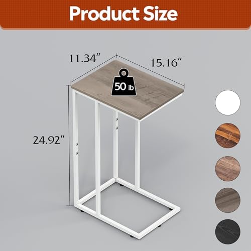 WLIVE Side Table, C Shaped End Table for Couch, Sofa and Bed, Large Desktop C Table for Living Room, Bedroom, Bedside, Creamy Greige - Image 3