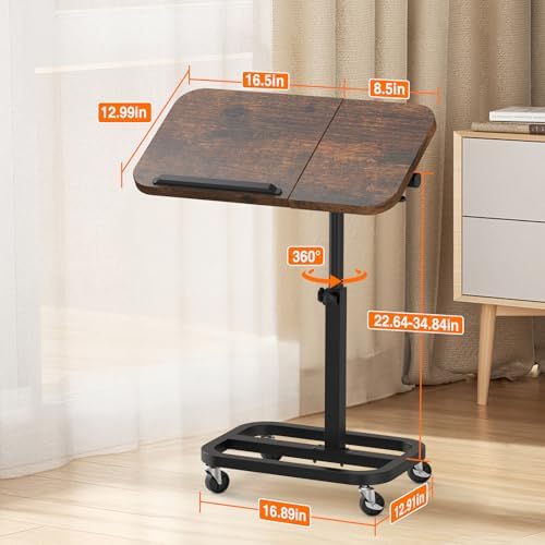 Portable Rolling Over Bed Laptop Desk, Adjustable Height and Tilt for Home - Image 5