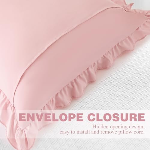 KKJIAF 2 Pack Ruffle Pillow Cases 24x24 Inches, Light Pink - Image 6