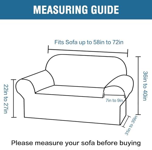 H.VERSAILTEX Stretch Velvet Loveseat Covers for 2 Cushion Couch Covers for Living Room Sofa Covers with Non Slip Straps Bottom, Ultra Thick Comfy Velour (Width 58"-72", Cream) - Image 2