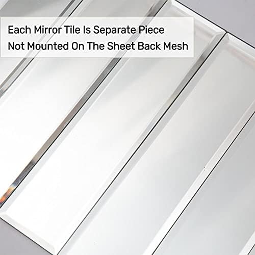 Beveled Mirror Tile, 3x12 Inch Mirror Subway Tiles for Kitchen Backsplash Bathroom Shower Wall 24 Pcs, 6 SQ.FT - Image 5