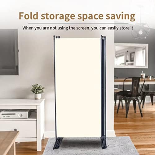 4 Panel Folding Room Divider,136" W x 71.3" H Portable Privacy Screen,Beige - Image 5