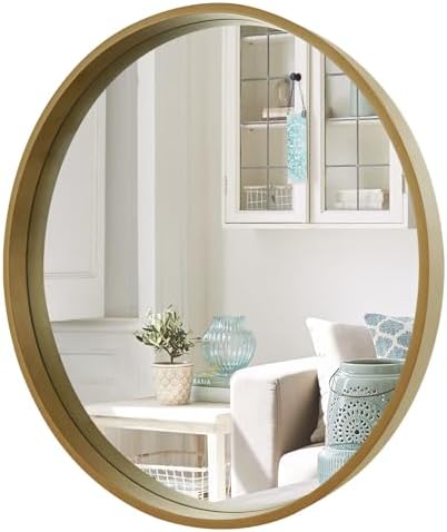 WallBeyond Round Mirror with Wood Frame, 28" Circle Modern Decoration Large Home Decor Mirror for Bathroom Living Room Bedroom Entryway (28" Diameter, Natural Wood) by WallBeyond
