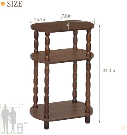 MaxSmeo Small Side Table, 3-Tier Narrow End Table, Wood Accent Table - Image 3