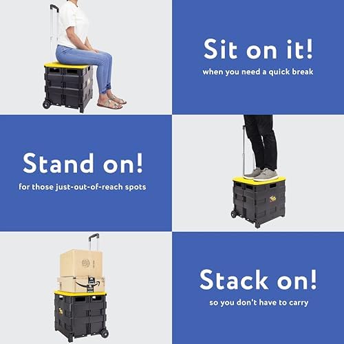 dbest Products Quik Cart Standard Collapsible Rolling Crate - Yellow Lid - Image 3