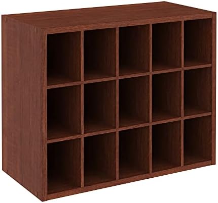 ClosetMaid 15 Cube Stackable Storage Organizer for Shoes, Bags, Crafts, Hobbies with Wood Shelves, for Closet, Entryway or Mudroom, Dark Cherry by Unknown