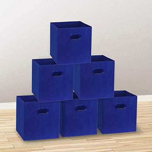 Simple Houseware 11-Inch Foldable Cube Storage Bins with Handles, Dark Blue - Image 4